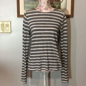 J. Crew Gray & White Striped Top
